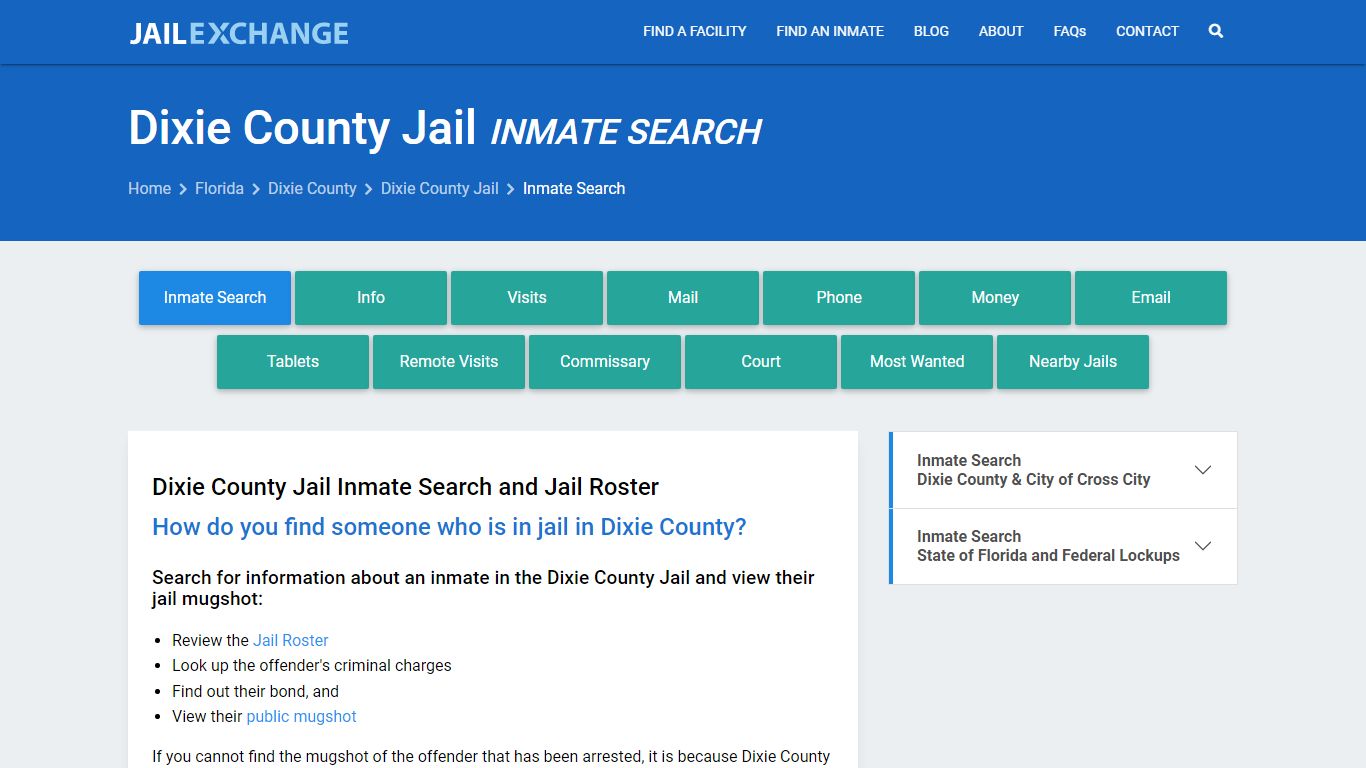 Inmate Search: Roster & Mugshots - Dixie County Jail, FL