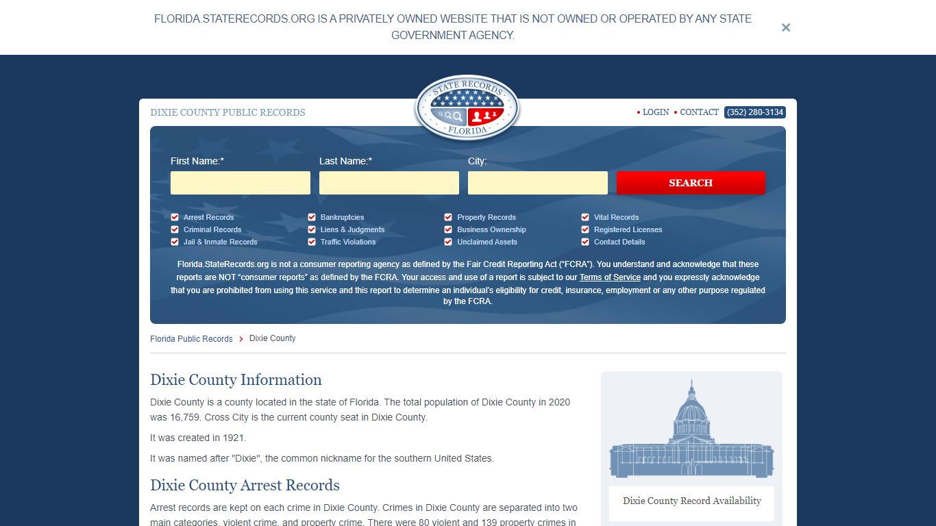 Dixie County Arrest, Court, and Public Records | StateRecords.org